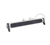 Legrand, Multiprise rotative, 5 Prises multiprises, Port USB-A et USB-C, Protection Contre Les surtensions intégrée avec indicateur d'état (SPD), câble de 1,5 m, Ultra Blanc/Gris foncé, 694510