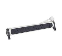 Legrand, Multiprise rotative à 6 prises, multiprise, protection contre les surcharges, interrupteur marche/arrêt LED, câble de 1,5 m, ultra blanc/gris foncé 694526