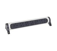 LEGRAND, Multiprise rotative à 6 prises, prise Schuko standard, montage mural ou sur table, interrupteur marche/arrêt LED, sans câble, ultra blanc/gris foncé, 694547