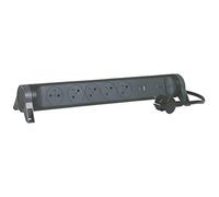 Multiprise parafoudre 5 prises 2 p?les+terre + + 2 chargeurs USB-A et C Legrand noir et gris 1 5 m