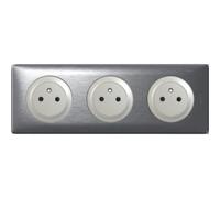 Legrand NC4761 | Triple Prise 2 P+T Céliane Aluminium, SurfaceTriple Prise 2 P+T Céliane Aluminium, Surface