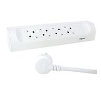Legrand, Perfect-Fit 694501 Multiprise coudée à 45° 4 prises murales et sur table Câble de 1 m Blanc