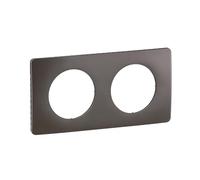 LEGRAND Plaque 2 postes, Céliane, gris cendré, mat, plastique, IP20 | 2 postes, gris cendré mat, plastique sans halogène, 161x82mm, montage horizontal ou vertical, système de rattrapage du mur