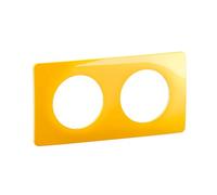 LEGRAND Plaque 2 postes, Céliane, jaune safran, brillant, IP20 | 2 postes, jaune safran, plastique thermoplastique brillant, montage horizontal ou vertical, à clipser, 161x82mm, intérieur