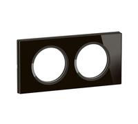 LEGRAND Plaque 2 postes, Céliane, verre onyx noir brillant, IP20 | 2 postes, verre onyx noir, finition brillante, montage horizontal ou vertical, à clipser, 172x84mm