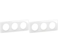 LEGRAND | Plaque 3 Postes Blanc Émaillé, Céliane, Finition Brillante Moderne, Compatible Avec Mécanismes Céliane, Installation Horizontale Ou Verticale (Lot de 2)