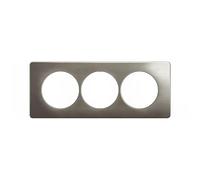 Legrand Plaque 3 postes entraxe57mm acier satiné, Céliane, IP20 | 3 postes, entraxe57mm, acier satiné mat, montage horizontal ou vertical, intérieur, dimensions204x82mm