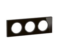 LEGRAND Plaque 3 postes verre onyx noir, Céliane, verre, brillant, IP20 | 3 postes, verre onyx noir, finition brillante, à clipser, montage horizontal ou vertical, largeur 243mm, hauteur 84mm