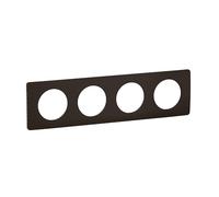 LEGRAND Plaque 4 postes, Céliane, Noir mat, 4 modules, encastré IP20 | 4 postes, noir mat, plastique recyclé 90%, montage horizontal ou vertical, à clipser, encastré, largeur 303mm, hauteur 82mm