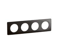 LEGRAND Plaque 4 postes, Céliane, Noir météore, Mat, IP20, 4 modules | 4 postes, montage horizontal ou vertical, noir mat, plastique recyclé 90%, finition déco, à clipser, 303x82mm