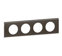 LEGRAND | Plaque 4 Postes, Collection Céliane, Finition Black Nickel, Montage Horizontal Ou Vertical, Système De Rattrapage Des Défauts Du Mur