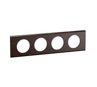 LEGRAND Plaque 4 postes frêne wengué, Céliane, bois noir mat, IP20, IK04 | 4 postes, frêne wengué, bois certifié pefc100%, finition mate laquée, à clipser, montage horizontal ou vertical