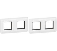 LEGRAND | Plaque Avec Support Mosaic, Montage Horizontal 2x2 Modules, Design Contemporain Blanc Brillant, Fixation À Vis Pour Boîte Encastrée, Compatible Avec Mécanismes Mosaic (Lot de 2)