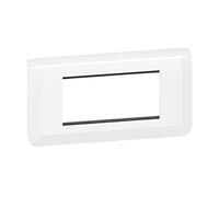 LEGRAND | Plaque Avec Support Mosaic, Montage Horizontal 4 Modules, Design Contemporain Blanc, Fixation À Vis Facile, Compatible Avec Mécanismes Mosaic