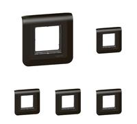 LEGRAND | Plaque Avec Support Mosaic, Noir Mat, Fixation À Vis, Design Contemporain, Compatible Avec Mécanismes Mosaic (Lot de 5)