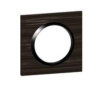 Legrand - Plaque carrée dooxie 1 poste finition effet bois ébène avec bague noire brillante