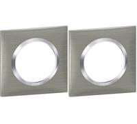 Legrand - Plaque carrée dooxie 1 poste finition effet inox brossé avec bague effet chrome (Lot de 2)