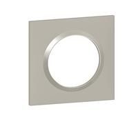 Legrand - Plaque carrée dooxie 1 poste finition plume mat avec bague plume brillante (gris)