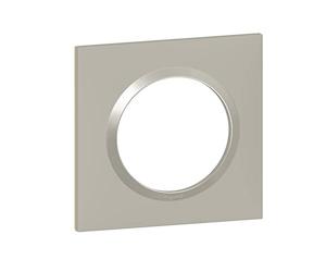 Legrand - Plaque carrée dooxie 1 poste finition plume mat avec bague plume brillante (gris)