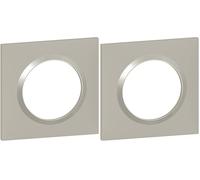 Legrand - Plaque carrée dooxie 1 poste finition plume mat avec bague plume brillante (gris) (Lot de 2)