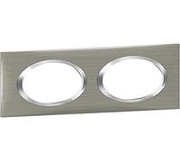 Legrand - Plaque carrée dooxie 2 postes finition effet inox brossé avec bague effet chrome