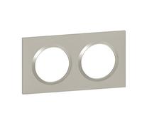 Legrand - Plaque carrée dooxie 2 postes finition plume mat avec bague plume brillante (gris)