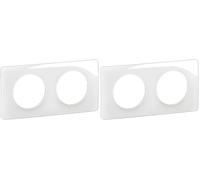 LEGRAND - Plaque Céliane - Plaque de Finition pour Prises et Interrupteurs Céliane - 2 postes - Blanc émaillé (Lot de 2)