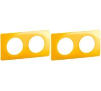 LEGRAND - Plaque Céliane - Plaque de Finition pour Prises et Interrupteurs Céliane - 2 postes - Jaune safran (Lot de 2)