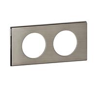 LEGRAND - Plaque Céliane - Plaque de Finition pour Prises et Interrupteurs Céliane - 2 Postes - Matière Inox Brossé