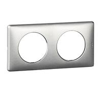 LEGRAND - Plaque Céliane - Plaque de Finition pour Prises et Interrupteurs Céliane - 2 Postes - Métal Titane