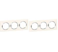 LEGRAND - Plaque dooxie Carrée - Plaque de Finition pour Prises et Interrupteurs dooxie - Fabriqué En France - 3 Postes - Bague Effet Chrome - Blanc Mat (Lot de 2)