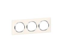 LEGRAND - Plaque dooxie Carrée - Plaque de Finition pour Prises et Interrupteurs dooxie - Fabriqué En France - 3 Postes - Bague Effet Chrome - Blanc Mat