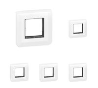 LEGRAND | Plaque Mosaic Avec Support, Fixation À Vis Pour 2 Modules, Design Contemporain Blanc Brillant, Montage Encastré Facile (Lot de 5)