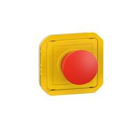 LEGRAND, Plexo 069547L Bouton d'arrêt d'urgence livré avec étiquette « Arrêt d'urgence » en 4 langues (plaque de recouvrement jaune, bouton rouge), 1 contact unipolaire, 3 A, IP55 - IK07, couleur :