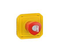 LEGRAND, Plexo 069548L Bouton d'arrêt d'urgence avec clé pour la réinitialisation, fermeture + ouvre-porte, avec 2 clés, clé amovible en position 0, 3