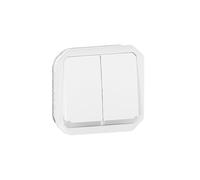 LEGRAND, Plexo 069626L Interrupteur double pour pièces humides/double bouton de changement + bouton-poussoir et contact inverse, lumineux, produit con