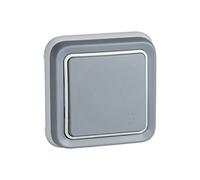 Legrand, Plexo 191510 Interrupteur mural, bouton poussoir étanche de surface de la gamme Plexo, interrupteur extérieur, étanche (IP55), gris