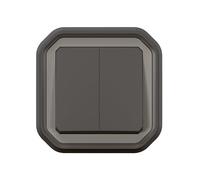 LEGRAND | Plexo Double Interrupteur Ou Va-Et-Vient Ou Poussoir, Étanche Et Robuste IP55 IK08, Connexion Rapide Sans Outil, Finition Anthracite