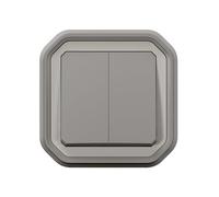 LEGRAND | Plexo Double Interrupteur Ou Va-Et-Vient Ou Poussoir, Étanche Et Robuste IP55 IK08, Connexion Rapide Sans Outil, Prêt À Installer En Encastré