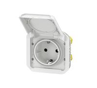 Legrand Prise Plexo New 069640L pour pièces humides Schuko, couvercle, protection tactile, 16A 250V