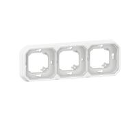 LEGRAND, Plexo New 069698L Cadre de support encastré 3 prises horizontal et vertical pour pièces humides Blanc