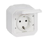 LEGRAND, Plexo New 069770L Prise murale standard Schuko avec couvercle à charnière, protection anti-contact, bornes enfichables, 16 A, 250 V, IP44 - I