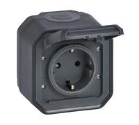 Legrand Prise Schuko Plexo New 069783L – pour pièces humides, couvercle à charnière, anti-contact