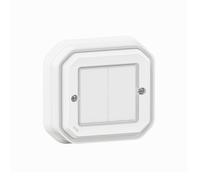 LEGRAND, Plexo New 069835L Double interrupteur intelligent connecté pour pièces humides, émetteur mural, interrupteur marche/arrêt, technologie sans batterie, application Home + Control, IP55 - IK07