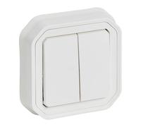 LEGRAND, Plexo New 069855L Cache pour double interrupteur va-et-vient pour pièces humides, produit convertible, 3 en 1, 10 A, 250 V, IP55 - IK07, couleur : blanc