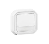 Poussoir NO-NF lumineux porte-étiquette avec voyant étanche Plexo 10A IP55 IK08 livré complet fixation encastré - blanc - 069864L - Legrand