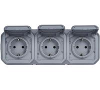 Legrand Plexo NEW APWG 069743L Prise de courant Schuko triple IP44 Gris 5 (069743L)