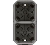 Legrand PLEXO New Boîtier apparent double pour locaux humides, boîtier apparent, 3 membranes, 1 accès câble, horizontal et vertical gris, 069672L
