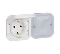 LEGRAND, Plexo New Connected 069887L Prise murale pour pièces humides Smart Home Standard Schuko Application Home + Control IP44 - IK07 résistant à la poussière et à la saleté 16 A 3680 W Blanc