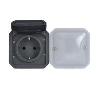 LEGRAND, Plexo New Connected 069897L Prise murale pour pièces humides, prise Schuko, Home+Control, IP44 - IK07 résistant à la poussière et à la saleté, 16 A, 3680 W, anthracite